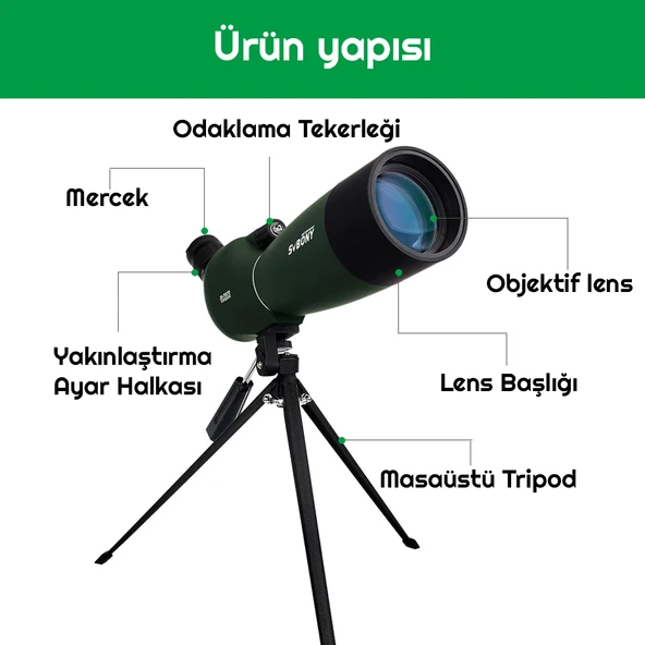 TriLine SVBONY SV28 75X Zoom Teleskop Monoküler Su Geçirmez Dürbün - 6