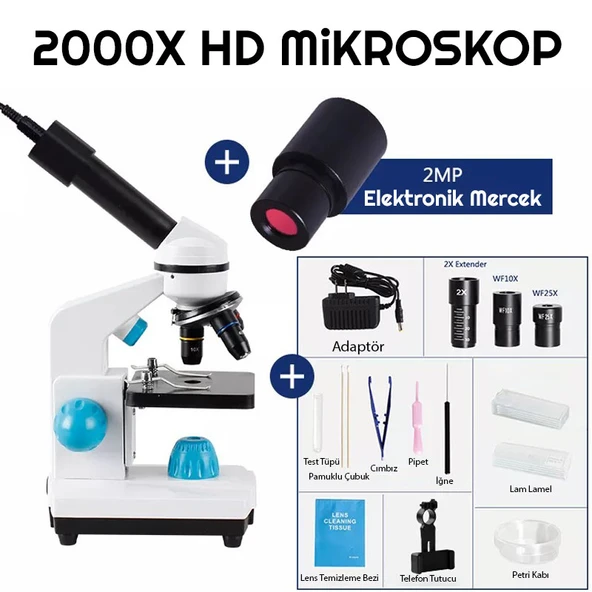 TriLine 2000X Zoom Biyolojik HD Dijital Monoküler Mikroskop Kiti - 2