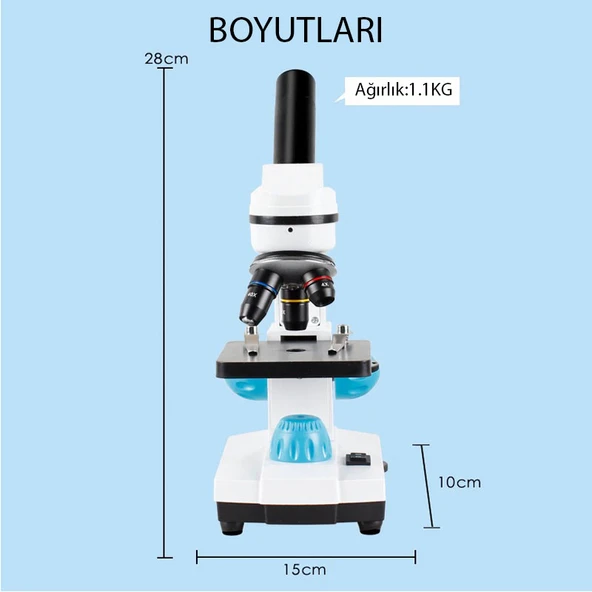 TriLine 2000X Zoom Biyolojik HD Dijital Monoküler Mikroskop Kiti - Resim 4