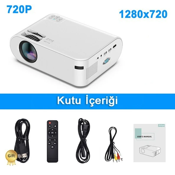 TriLine P62 Full HD Destekli Wifi & iOS & Android Cep Tel Yansıtma Mini Projeksiyon Cihazı - 7