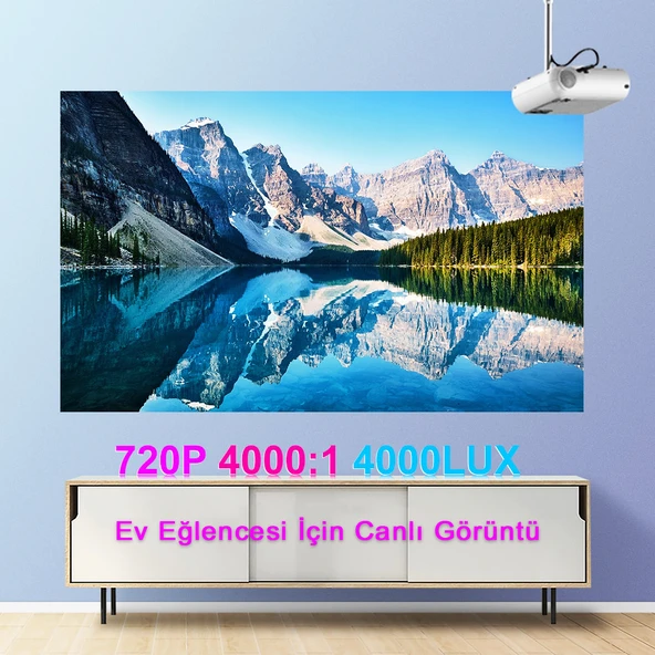 TriLine P62 Full HD Destekli Wifi & iOS & Android Cep Tel Yansıtma Mini Projeksiyon Cihazı - Resim 3