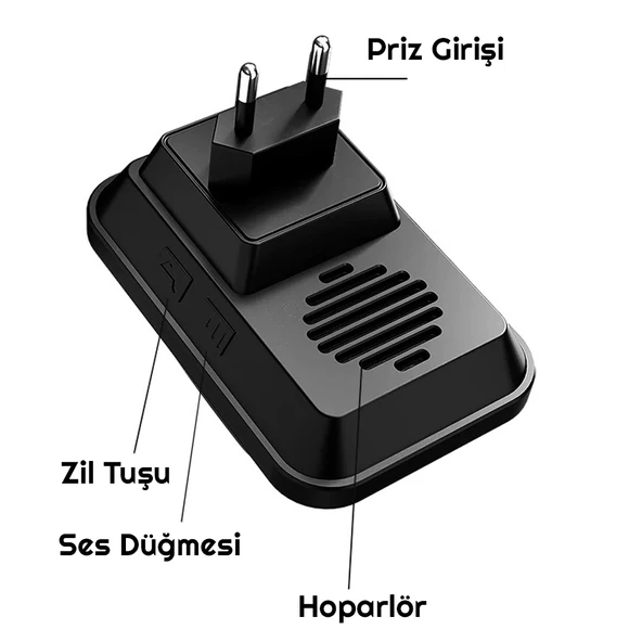 Cacazi 2 Buton 1 Alıcı Pil Gerektirmeyen Kablosuz  LED Kapı Zili - Resim 7