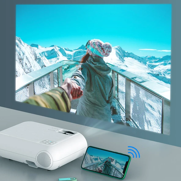 TriLine P62 Full HD Destekli Wifi & iOS & Android Cep Tel Yansıtma Mini Projeksiyon Cihazı - 5