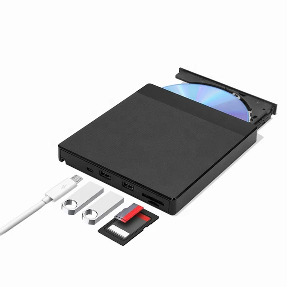 TriLine Harici DVD-RW USB 3.0 +SD TF Kart Okuyucu +3.0 USB Hub