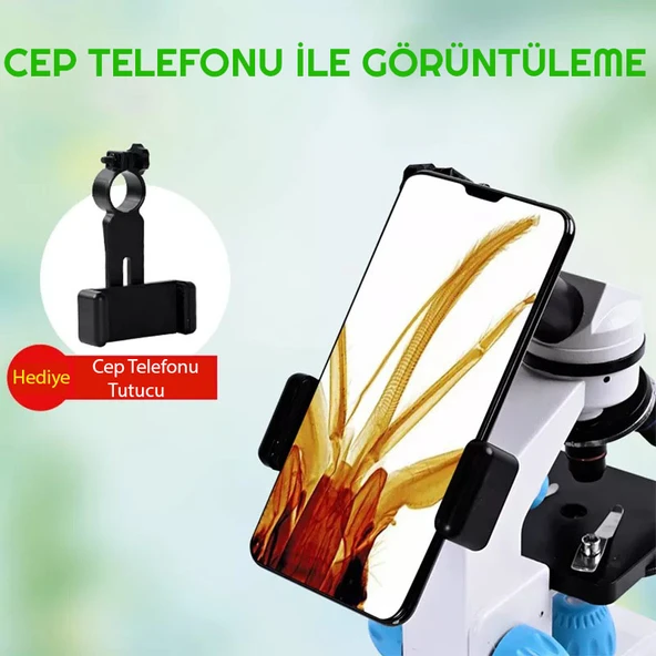 TriLine 2000X Zoom Biyolojik HD Dijital Monoküler Mikroskop Kiti - Resim 6