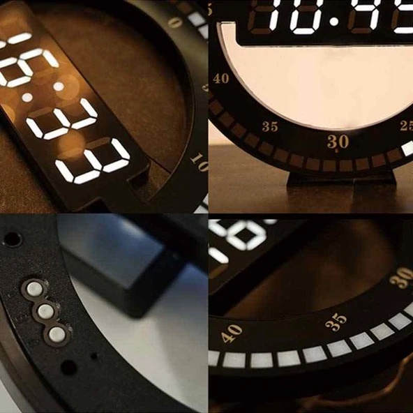 TriLine 3D LED Dijital Elektronik Modern Duvar ve Masa Saati Tarih Derece - Resim 6