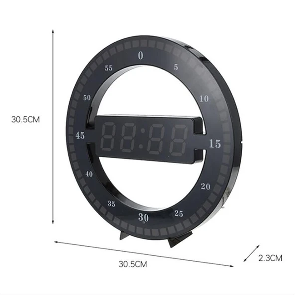 TriLine 3D LED Dijital Elektronik Modern Duvar ve Masa Saati Tarih Derece - 7
