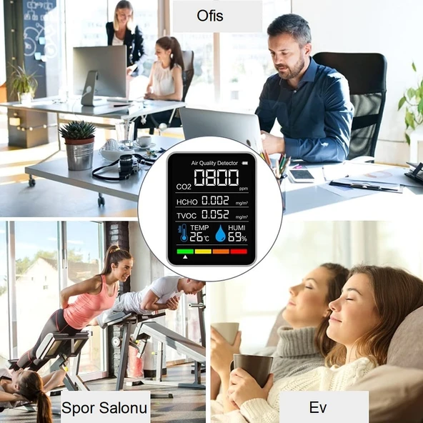TriLine Dijital 5in1 Hava Dedektörü Hava Kalite Ölçüm Cihazı - Resim 4