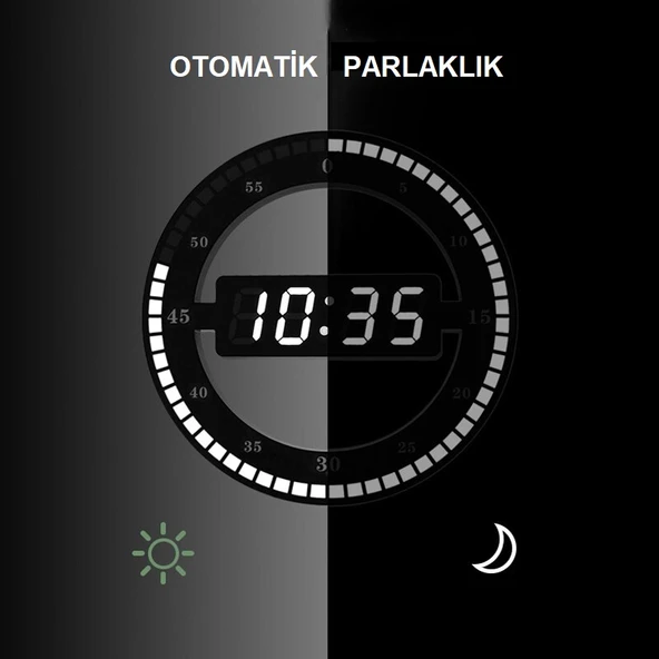 TriLine 3D LED Dijital Elektronik Modern Duvar ve Masa Saati Tarih Derece - Resim 2