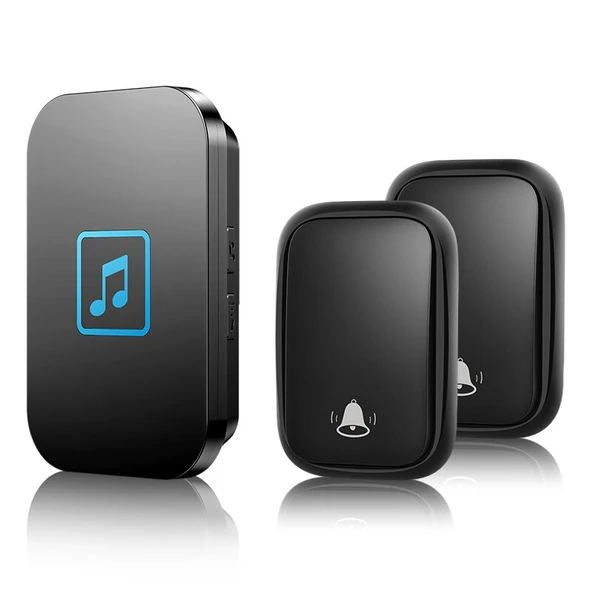 Cacazi 2 Buton 1 Alıcı Pil Gerektirmeyen Kablosuz  LED Kapı Zili ürün görseli