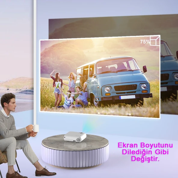 TriLine P62 Full HD Destekli Wifi & iOS & Android Cep Tel Yansıtma Mini Projeksiyon Cihazı - 6