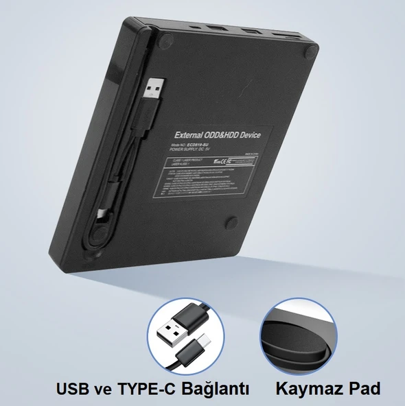 TriLine Harici DVD-RW USB 3.0 +SD TF Kart Okuyucu +3.0 USB Hub - 3