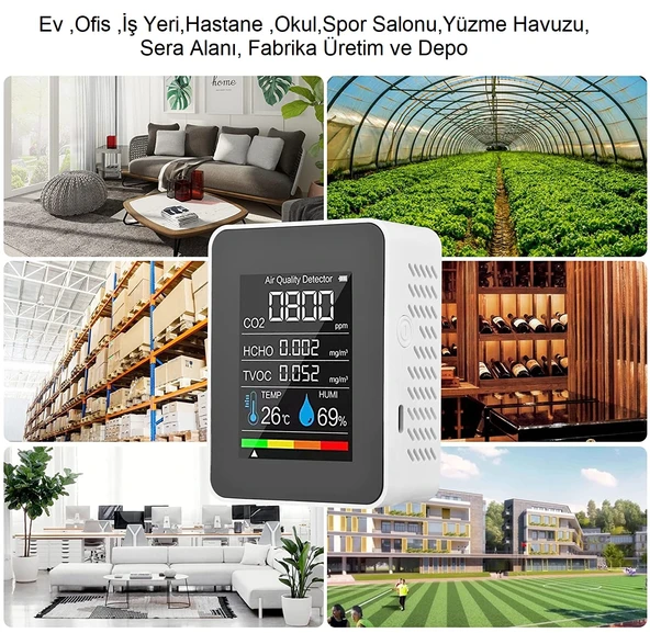 TriLine Dijital 5in1 Hava Dedektörü Hava Kalite Ölçüm Cihazı - Resim 5