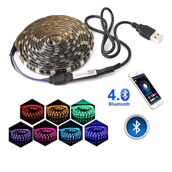 TriLine Bluetooth TV Arkası RGB Usb Şerit Led Aydınlatma 16 Renk - Resim 1