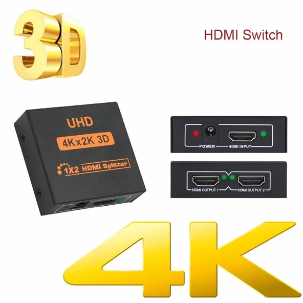 TriLine 4K Ultra HD 3D 2 Port HDMI Splitter Çoğaltıcı - Resim 3