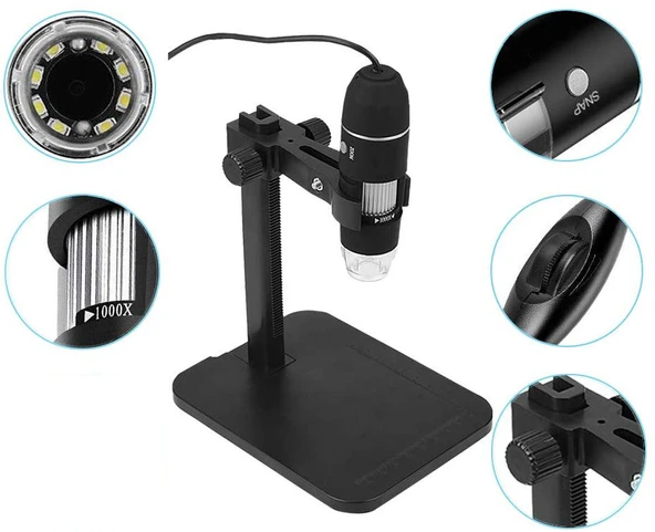 TriLine 1000X 2MP Dijital Standlı 8 Ledli USB OTG Mikroskop - 3