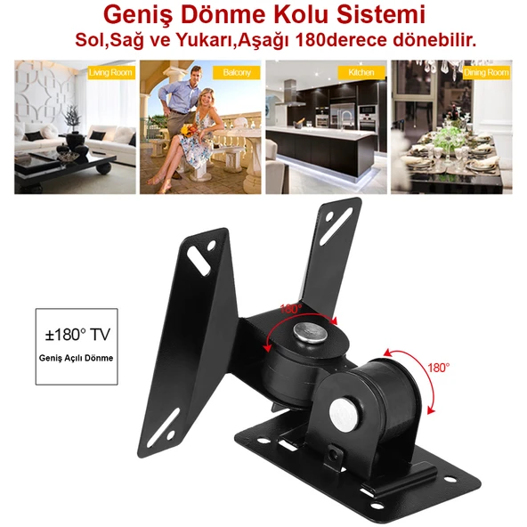 TriLine LED TV LCD Monitör Duvar Askı Aparat Hareketli 14"-24" 15 kg - Resim 7