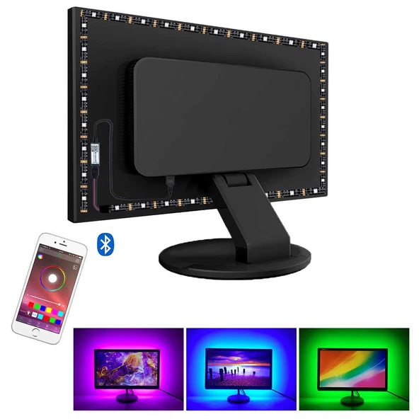 TriLine Bluetooth TV Arkası RGB Usb Şerit Led Aydınlatma 16 Renk - Resim 7