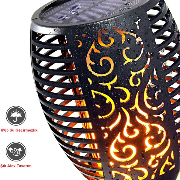 TriLine Solar Alev LED Bahçe Aydınlatma Peyzaj Lambası- 4 Adet - Resim 3