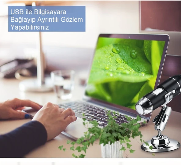 TriLine 1600X Zoom 2MP USB Dijital Mikroskop 8 Ledli Kamera - Resim 5