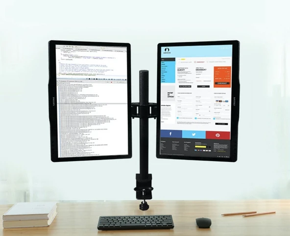 TriLine LCD Monıtör 2Li LED TV Full Hareketli Çelik Masa Tutucu - 5