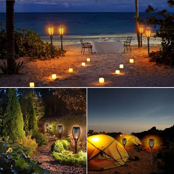 TriLine Solar Alev LED Bahçe Aydınlatma Peyzaj Lambası- 4 Adet - Resim 4