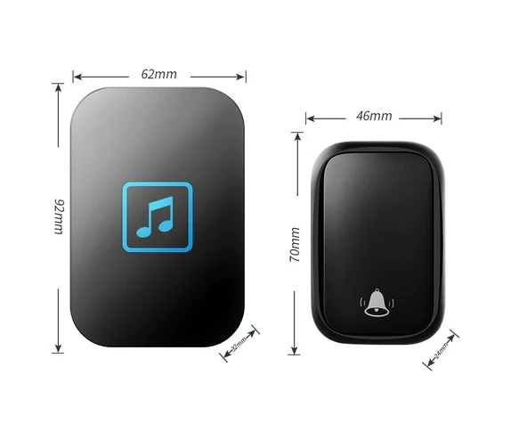 Cacazi Su Geçirmez Kablosuz Pil Gerektirmeyen Kapı Zili - Resim 4