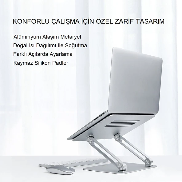 TriLine Full Alüminyum Ayarlanabilir MacBook Laptop Standı 10-17 inç - Resim 2