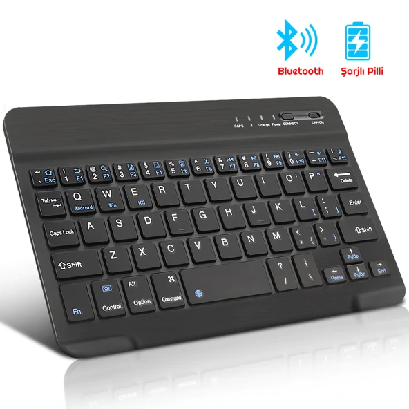 TriLine Mini Bluetooth Kablosuz Şarjlı Pilli Slim Rubber 7" Klavye 20x12 cm ürün görseli 1