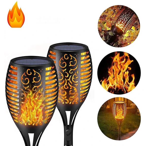 TriLine Solar Alev LED Bahçe Aydınlatma Peyzaj Lambası- 4 Adet - Resim 2