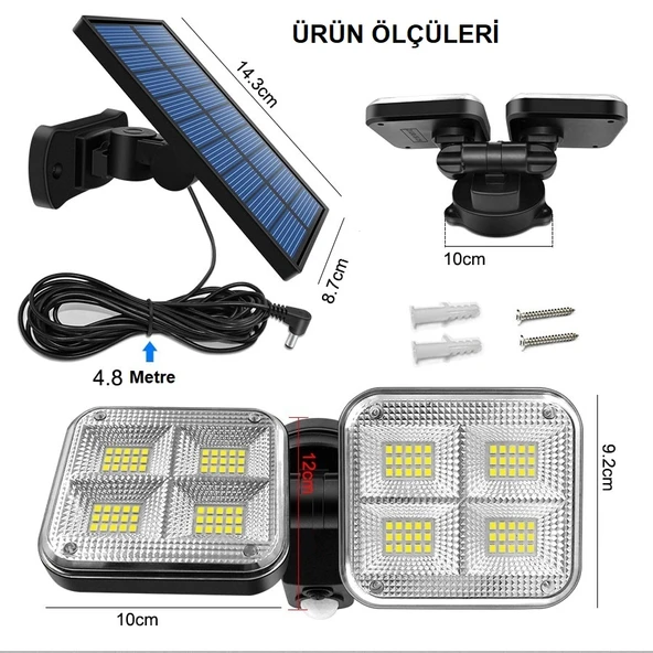TriLine 120 LED Solar Lamba 20W Güneş Enerjili Aydınlatma - Resim 9