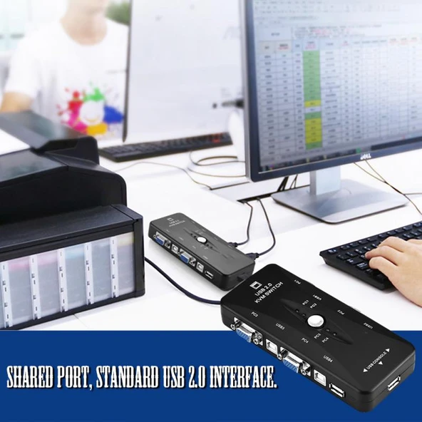 TriLine 4 Port Usb Kvm Switch 4PC Tek Monitör Kontrol - 6