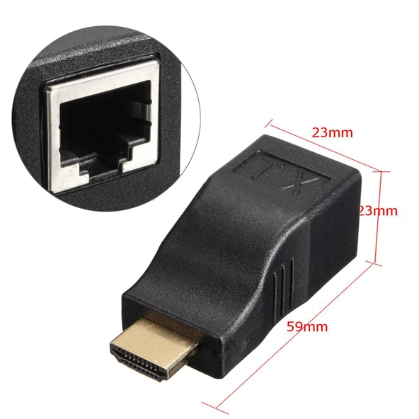 TriLine Hdmi Extender 30 Metre Uzatma Adaptörü Cat5 Cat6 - 6