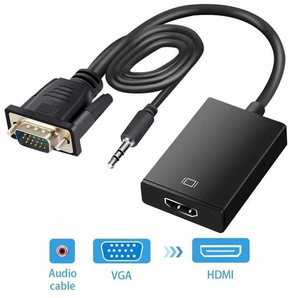 TriLine Vga to Hdmi Adaptör Çevirici Görüntü ve Ses Aktarımı