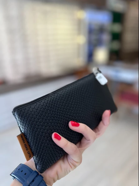 Siyah Özel Tasarım Fermuarlı Gözlük Kılıf - Çanta - 2