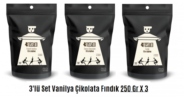 Rossaco 3lü Set 3X250 Vanilya Çikolata Fındık Filtre Kahve