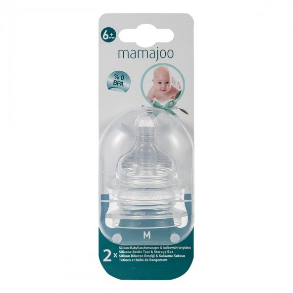 Mamajoo 0 BPA Silikon Biberon Emziği İkili M No.2 6 ay+