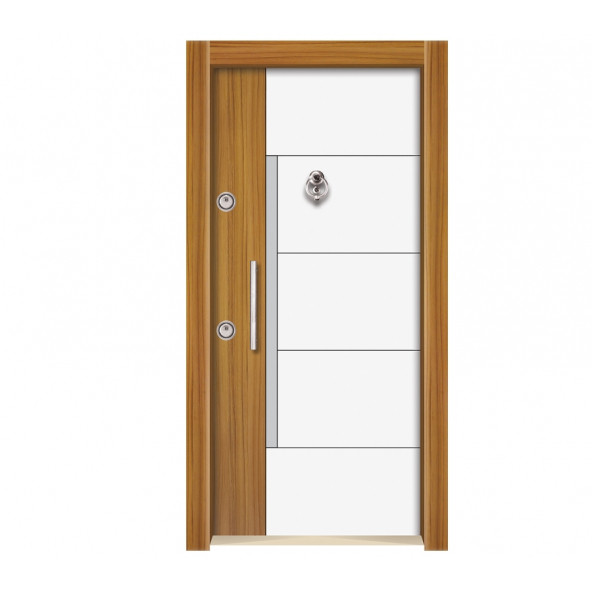 Ahşap Kaplama Düz Model Çelik Kapı Gizli Ayarlı Tırnaklı Sistem Sol Açılım ürün görseli