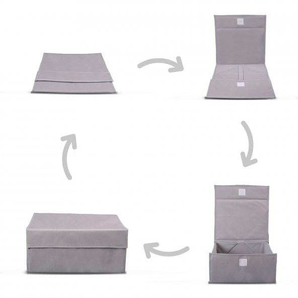 CUTY HOME EV TEKSTİL GRİ ÇOK AMAÇLI KUTU HURÇ-4LÜ SET - 2