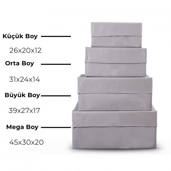 CUTY HOME EV TEKSTİL GRİ ÇOK AMAÇLI KUTU HURÇ-4LÜ SET - 3