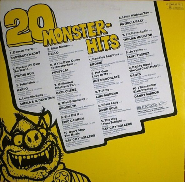 Plak - 20 Monster-Hits  - 	Country Rock, Pop Rock, Rock & Roll, Blues Rock, Soul, Disco, Tarz Plak alithestereo