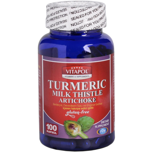 Vitapol Zerdeçal Deve Dikeni Enginar 100 Kapsül Turmeric Milk Thistle Artichoke