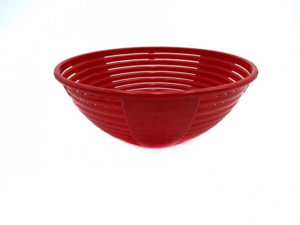 Kırmızı Yuvarlak Bambu Tipi Plastik Ekmek Mayalama Sepeti (36415977) 22x9 cm