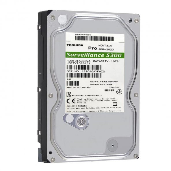 GÜVENLİK HARDDİSK 10TB 7/24 7200RPM SATA3 256MB TOSHIBA SURVEİLLANCE S300 - 1