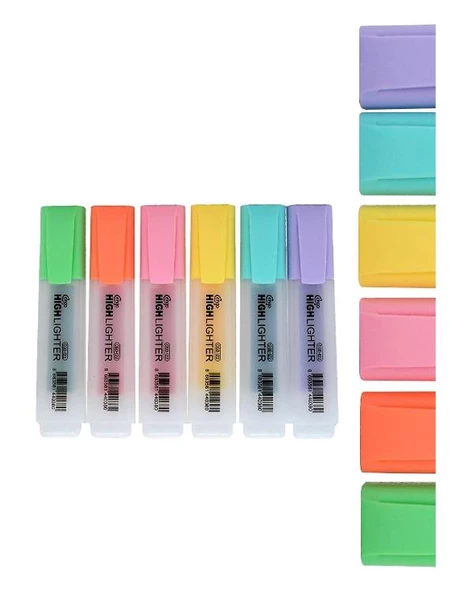 Cengo 6lı Fosforlu Kalem Neon Renkler ve Pastel Renkler 2 Set - 4