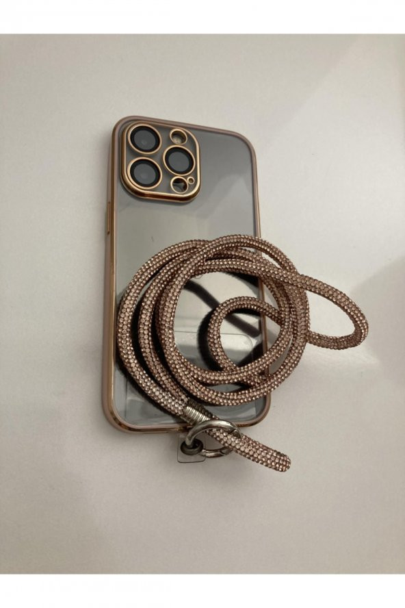 Swarovski Taşlı Bronz Telefon Boyun Askısı - 3