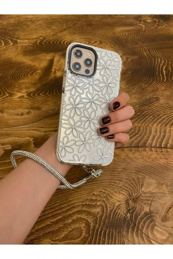 Caseworldtr Swarovski Taşlı Janjanlı Gümüş Telefon Bilek Askısı - 3