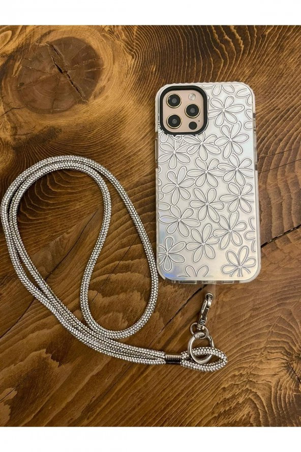 Caseworldtr Swarovski Taşlı Janjanlı Gümüş Telefon Boyun Askısı - 3