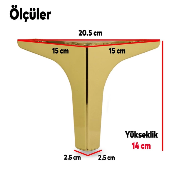 Sedef Lüks Mobilya Kanepe Sehpa Tv Ünitesi Koltuk Ayağı 14 Cm Gold Ayakları 4 Adet - 3