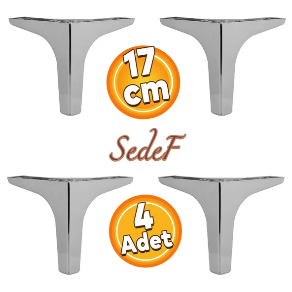 Sedef Lüks Mobilya Kanepe Tv Ünitesi Konsol Koltuk Ayağı 17 Cm Krom Ayakları 4 Adet